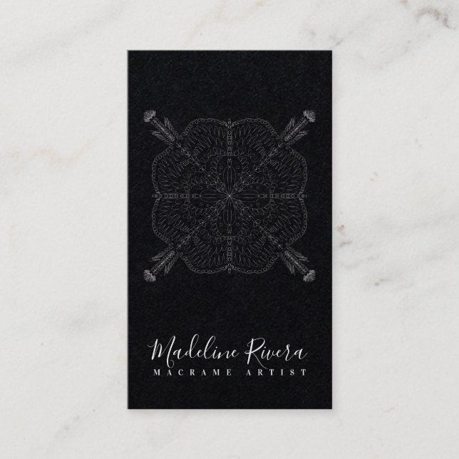 Minimal Boho Mandala Yoga Macrame-Affärskort Visitkort (Framsida)
