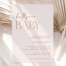 Minimal Boho, Modern, Terracotta, Baby Shower Inbjudningar