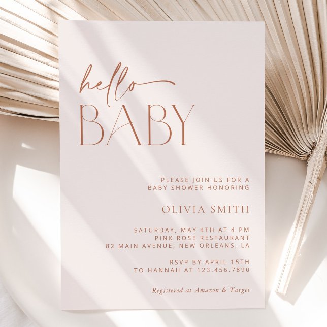 Minimal Boho, Modern, Terracotta, Baby Shower Inbjudningar (Skapare uppladdad)