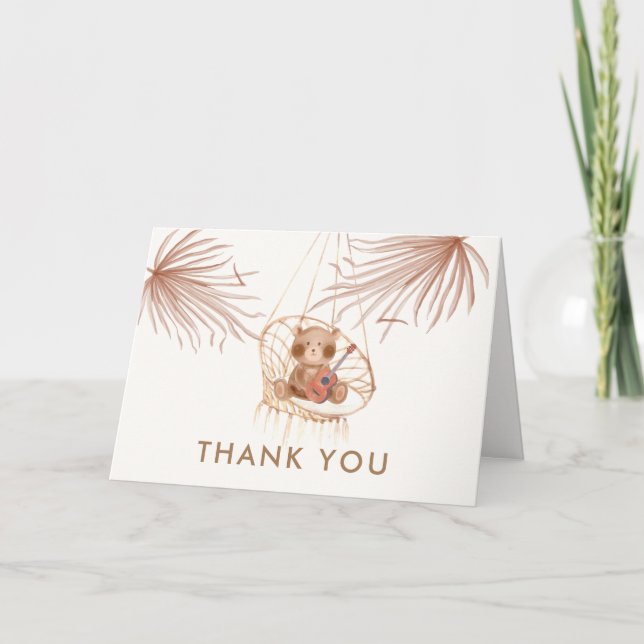 Minimal Boho Nalle Beach Baby Shower Tack Kort (Framsida)
