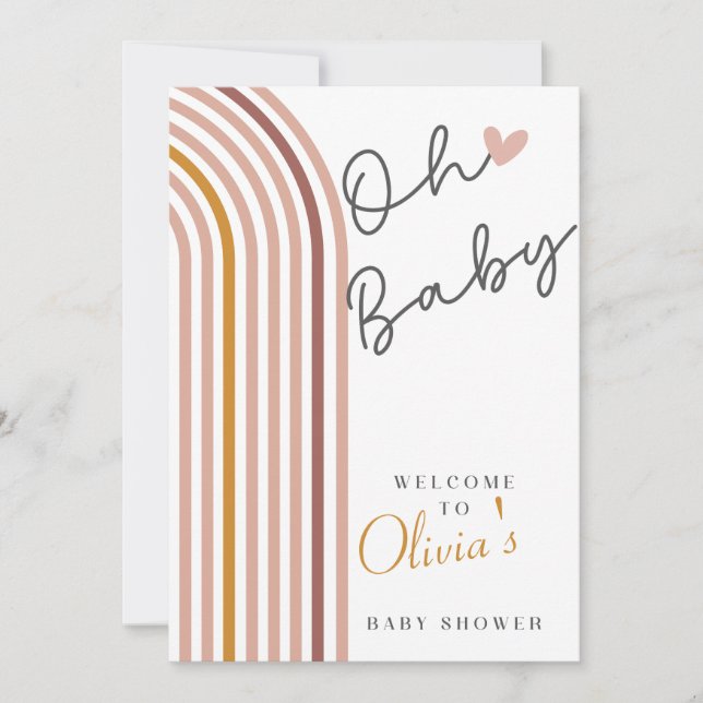 Minimal boho Rainbow Baby Shower-skylt Inbjudningar (Framsida)