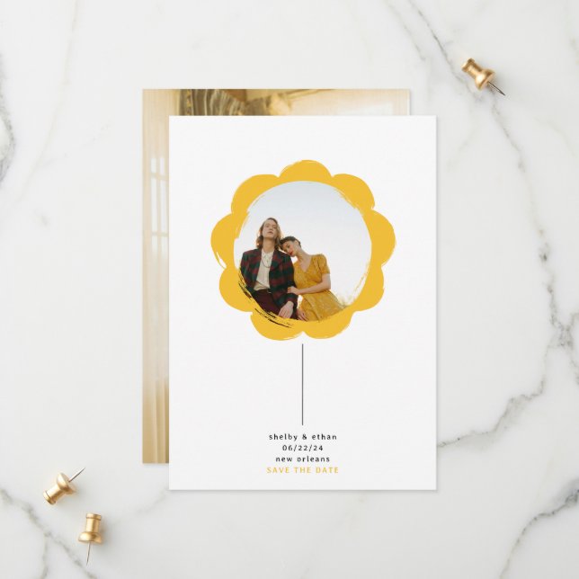 minimal boho retro penseldrag blomram fotograferin spara datumet (Fram/Back In Situ)