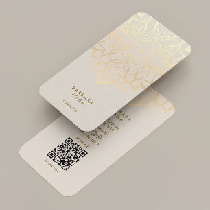 Minimal Boho Sand Wellness Coach Yoga Lotus Visitkort