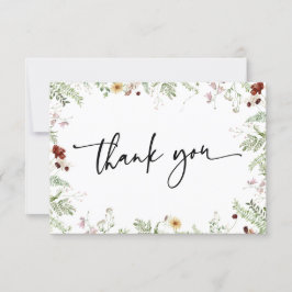 Minimal Boho Söt Vilda Blommor Tacksamhetskort Tack Kort