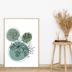 Minimal Boho Stil-Blommigt-blommor med enkel Abstr Poster