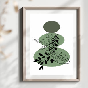 Minimal Boho Stil-Blommigt-blommor med enkel Abstr Poster
