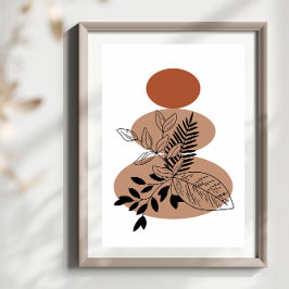 Minimal Boho Stil-Blommigt-blommor med enkel Abstr Poster