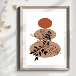Minimal Boho Stil-Blommigt-blommor med enkel Abstr Poster