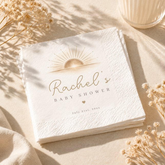Minimal Boho Sunburst Neutral Baby Shower-fest Pappersservett (Skapare uppladdad)