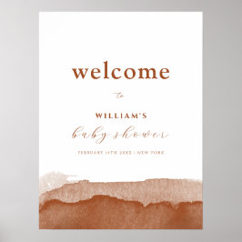 Minimal Boho Terracotta Ombre Baby Shower Välkomme Poster