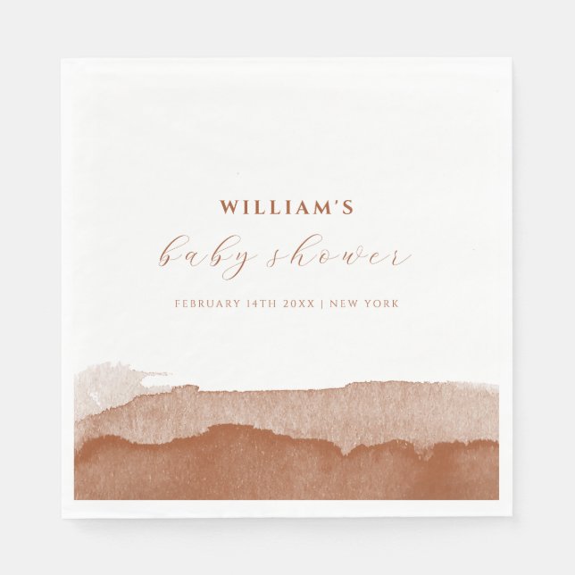 Minimal Boho Terracotta Ombre Desert Baby Shower Pappersservett (Framsidan)