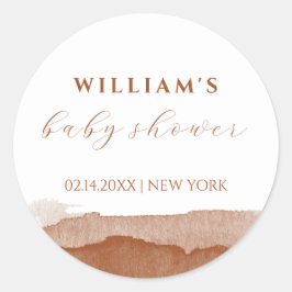Minimal Boho Terracotta Ombre Desert Baby Shower Runt Klistermärke