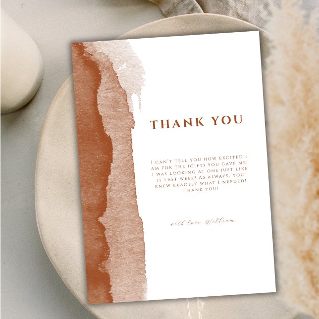 Minimal Boho Terracotta Ombre Desert Baby Shower Tack Kort (Minimal Boho Terracotta Ombre Desert Baby Shower Thank You Card)