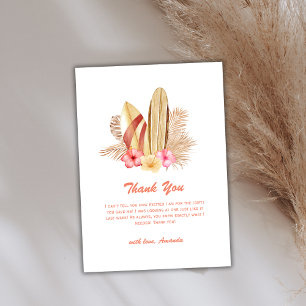 Minimal Boho Tropical Flower SurfIng Baby Shower Tack Kort