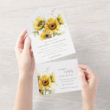 Minimal Boho Watercolor Solros Bröllop