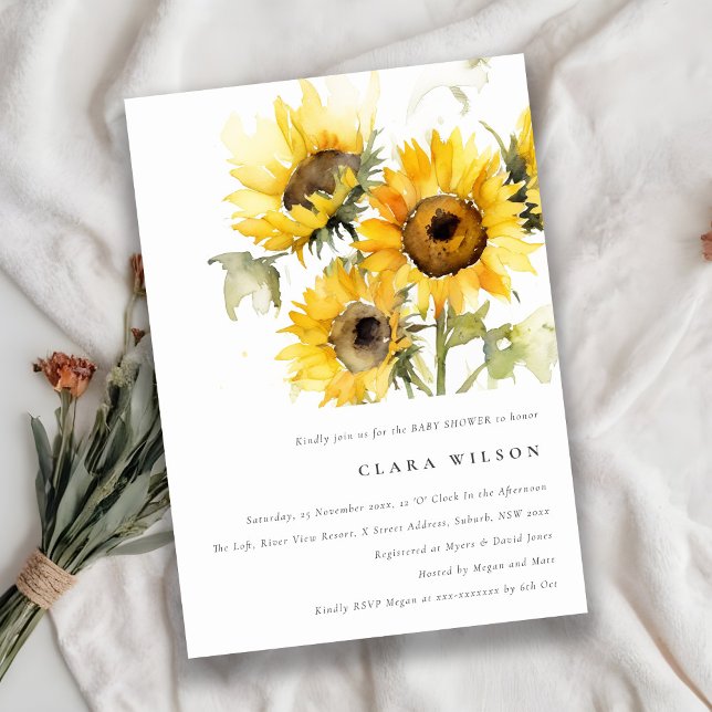 Minimal Boho Watercolor Solsun Baby Shower Inbjudningar (Skapare uppladdad)