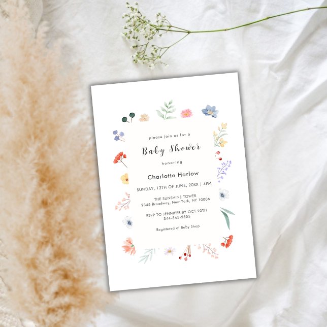 Minimal Boho WildblomBlommigt Ram Baby Shower Inbjudningar (https://www.zazzle.com/z/pjl6vgb8?rf=238856999547918347)