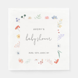 Minimal Boho Wildblomma Ram Baby Shower Pappersservett