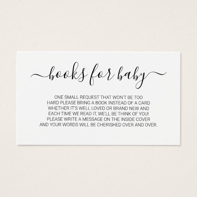 Minimal Bok-skriptbegäran för babyvisningsprogram Visitkort (Framsidan)