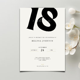 Minimal Bold Typography 18th Birthday  Inbjudningar