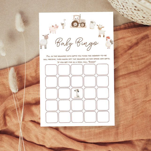 Minimal Boskap Baby Shower Game BINGO Flygblad (Skapare uppladdad)