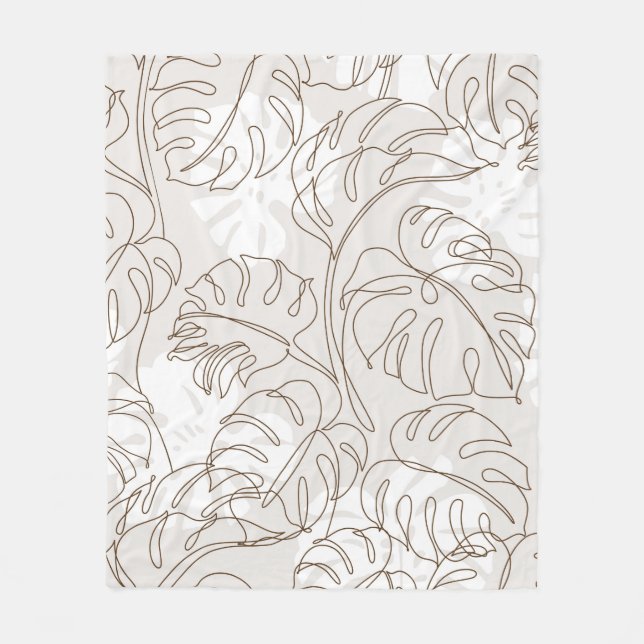 Minimal botanical art seamless pattern. Tropical m Fleecefilt (Framsidan)