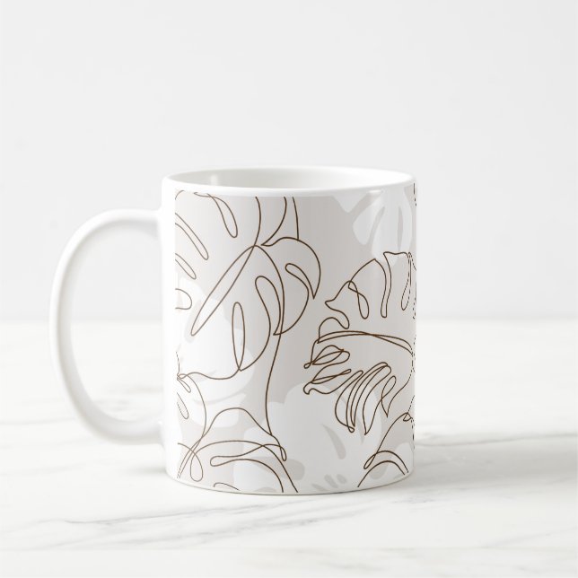 Minimal botanical art seamless pattern. Tropical m Kaffemugg (Vänster)
