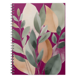 Minimal Botanical Leaf Pattern Anteckningsbok