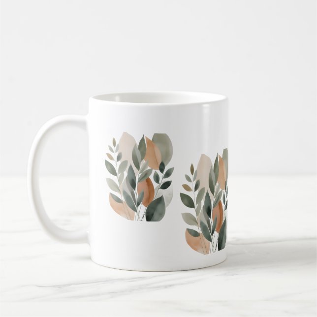 Minimal Botanical Leaf Pattern Kaffemugg (Vänster)