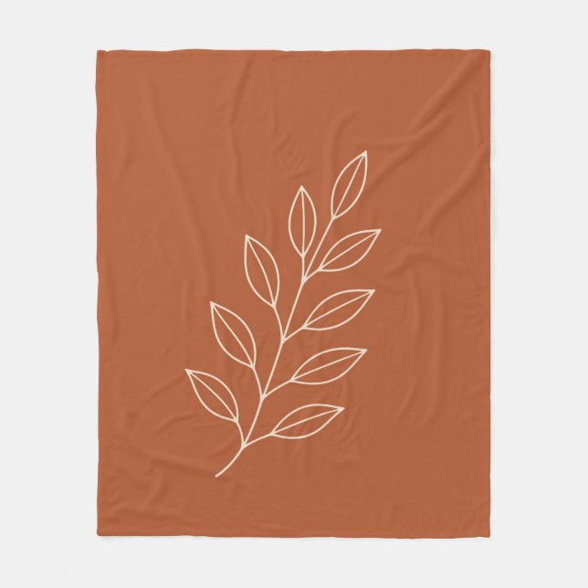 Minimal Botanical Line Art Fleece Blanket (Framsidan)