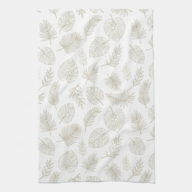 Minimal Botanical Line Art Pattern (6) Kökshandduk (Vertikal)