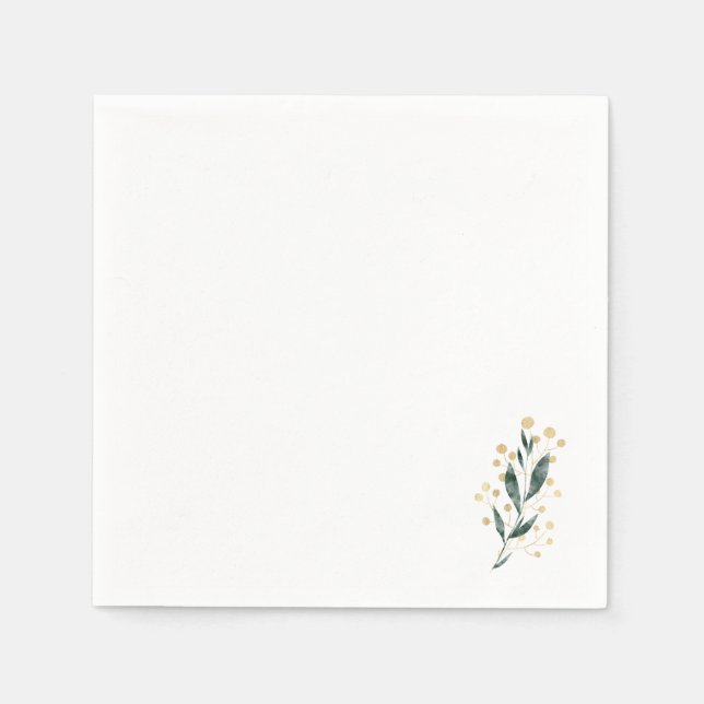 Minimal Botanical | Soft Greenery & Gold Accent Pappersservett (Framsidan)