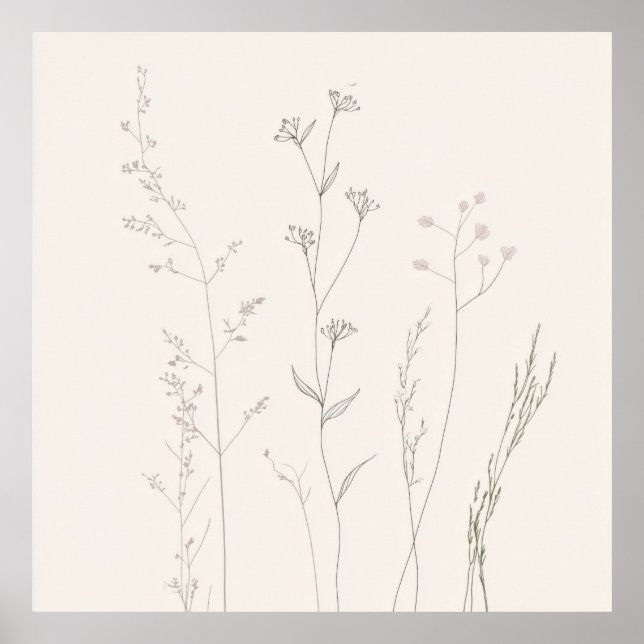 Minimal Botanical Wall Art – Soft Spring  Poster (Framsidan)
