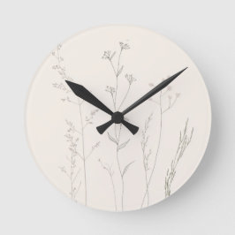 Minimal Botanical Wall Clock – Soft Spring  Rund Klocka