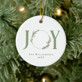 Minimal botanisk akvarellkrans Jul Glädje Julgransprydnad Keramik