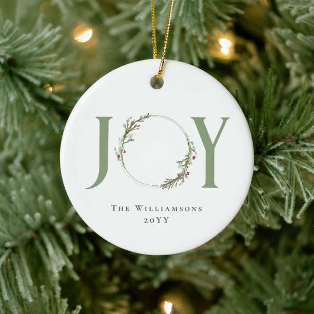 Minimal botanisk akvarellkrans Jul Glädje Julgransprydnad Keramik (Träd)