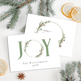 Minimal botanisk akvarellkrans Julglädje jul Julkort