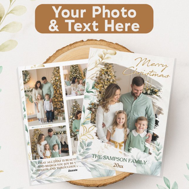 Minimal botanisk julfotopassage julkort (Skapare uppladdad)