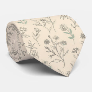 Minimal botanisk linje blomster mönster slips