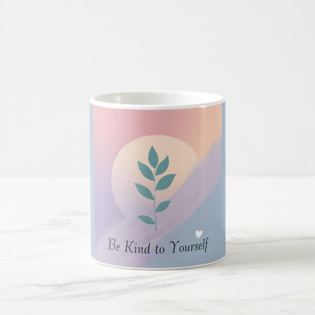 Minimal botanisk mentalvårdspositiv självvård kaffemugg (Center)