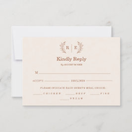 Minimal botanisk monogram krans bröllop OSA kort