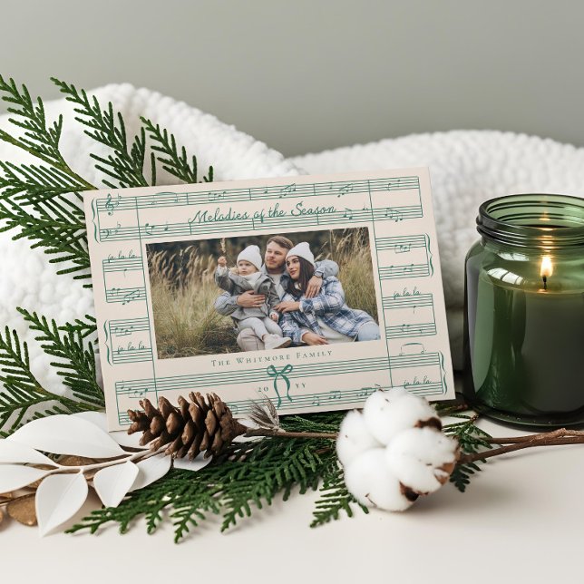 Minimal Bow Fa La Lakan Music Photo jul Julkort (Minimal Bow Fa La La Sheet Music Photo Christmas Holiday Card)