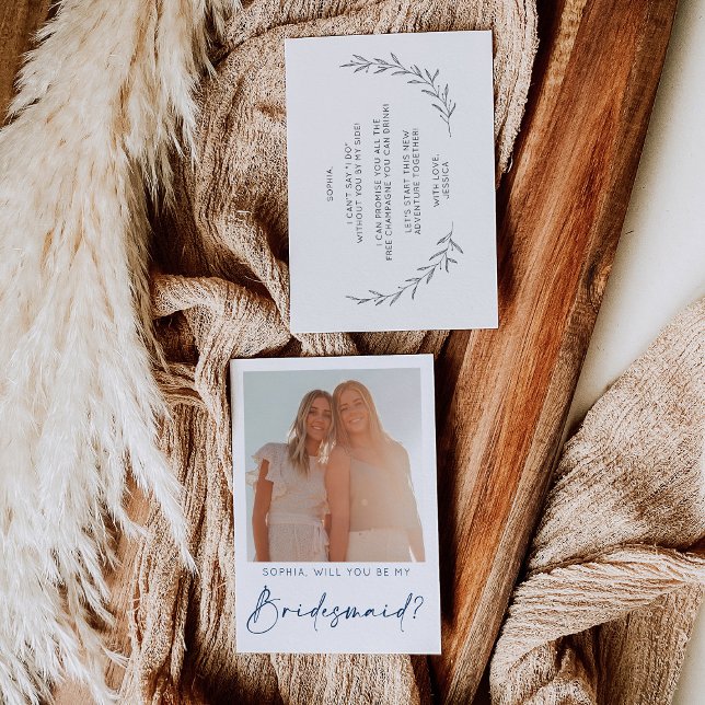 Minimal Bridesmaid Frieri kort med foto (Skapare uppladdad)