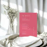 Minimal BRIGHT ROSA Bröllop MENU Meny<br><div class="desc">Den här eleganten,  de moderna menykorten i bröllop eller menykorten för repetitionsmiddagar har en enkel bakgrund i ROSAN och en vit textdesign. Lägg till initialer eller monogram för att göra dem helt egna.</div>