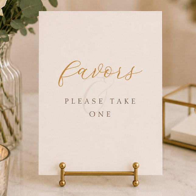 Minimal bröllagspresent i kakaobrun färg för bords (Minimal Cocoa Brown Wedding Favors Tabletop Sign)