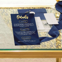 Minimal Bröllop-detaljmarinblått och Guld-Elegant Tilläggskort