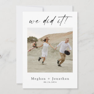 Minimal Bröllop Elopement Reception Photo Inbjudan