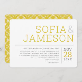 MINIMAL BRÖLLOP, modern grått senap av modern typ Inbjudningar