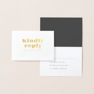 Minimal Bröllop OSA för fet Guld-typografi Folierat Kort