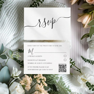 Minimal Bröllop OSA för svartvitt QR-kod Kort